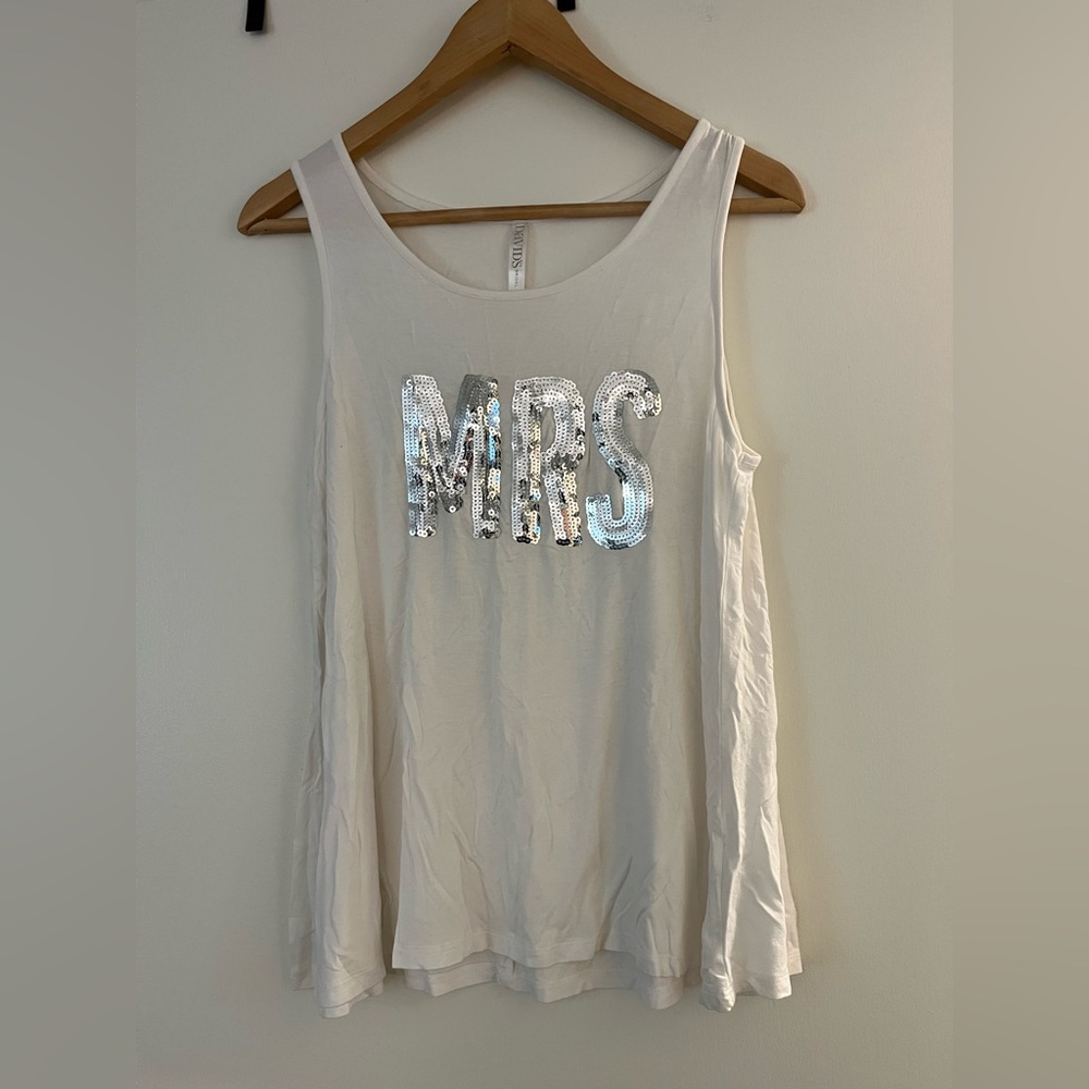 David’s Bridal sequined 'MRS' Tank Top